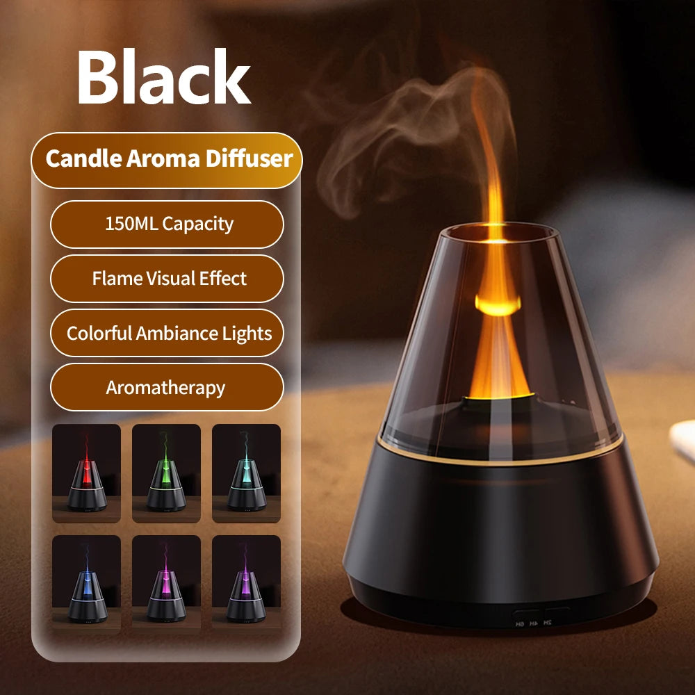 NEWSTYLE Simulated Flame Aroma Diffuser Bonfire Air Humidifier Ultrasonic Cool Mist Maker Fogger LED Essential Oil Lamp Diffuser