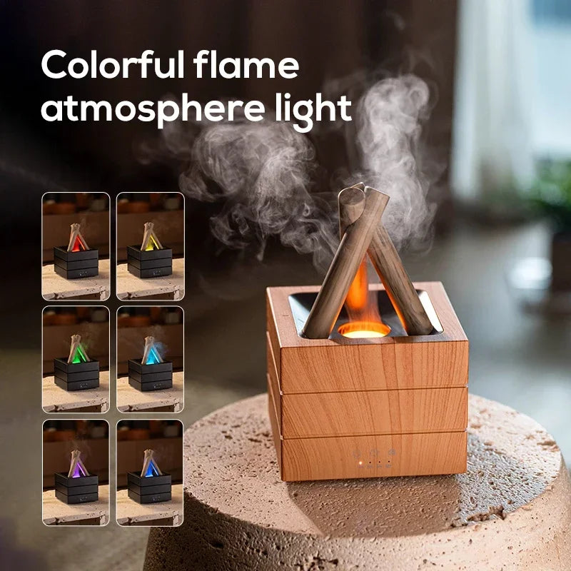 NEWSTYLE Simulated Flame Aroma Diffuser Bonfire Air Humidifier Ultrasonic Cool Mist Maker Fogger LED Essential Oil Lamp Diffuser