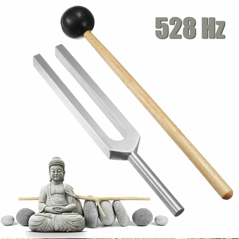 Tuning Fork 528HZ Tuner with Mallet Set for Healing Nervous System Reliever Stress Health Care Sound Therapy Healing Chakra