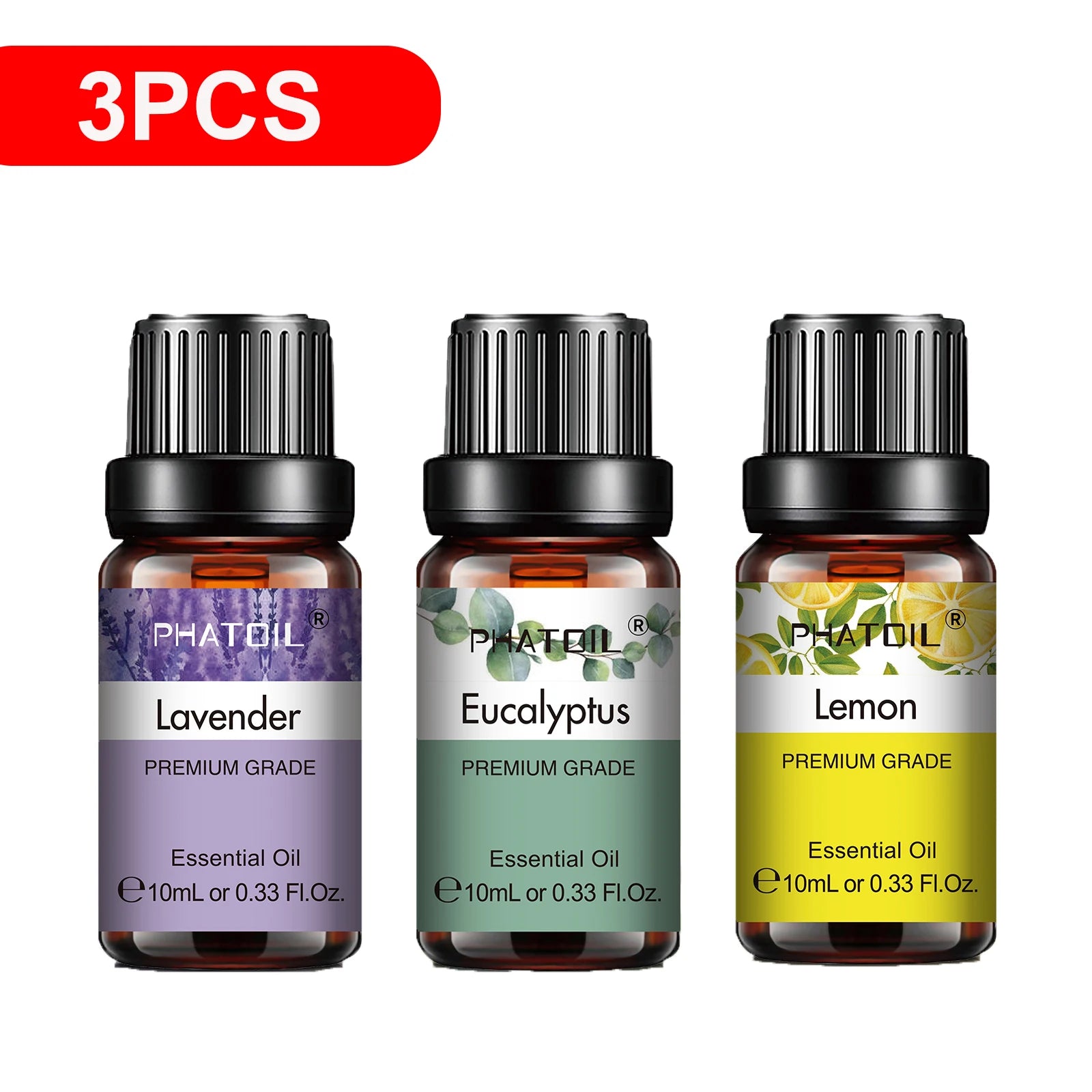 PHATOIL Natural Plant Essential Oil 10ml Eucalyptus Lavender Bergamot Vanilla Peppermint 1PCS Aroma Essential Oils For Diffuser