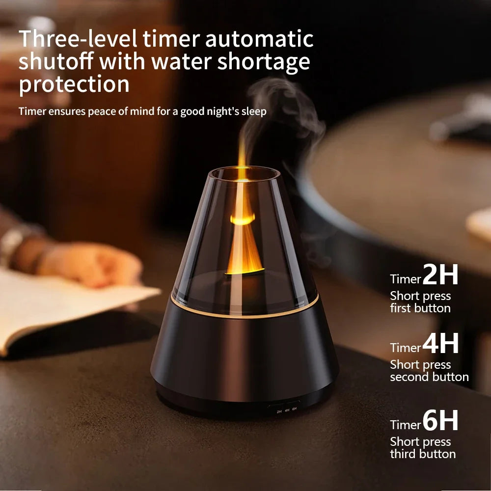 NEWSTYLE Simulated Flame Aroma Diffuser Bonfire Air Humidifier Ultrasonic Cool Mist Maker Fogger LED Essential Oil Lamp Diffuser