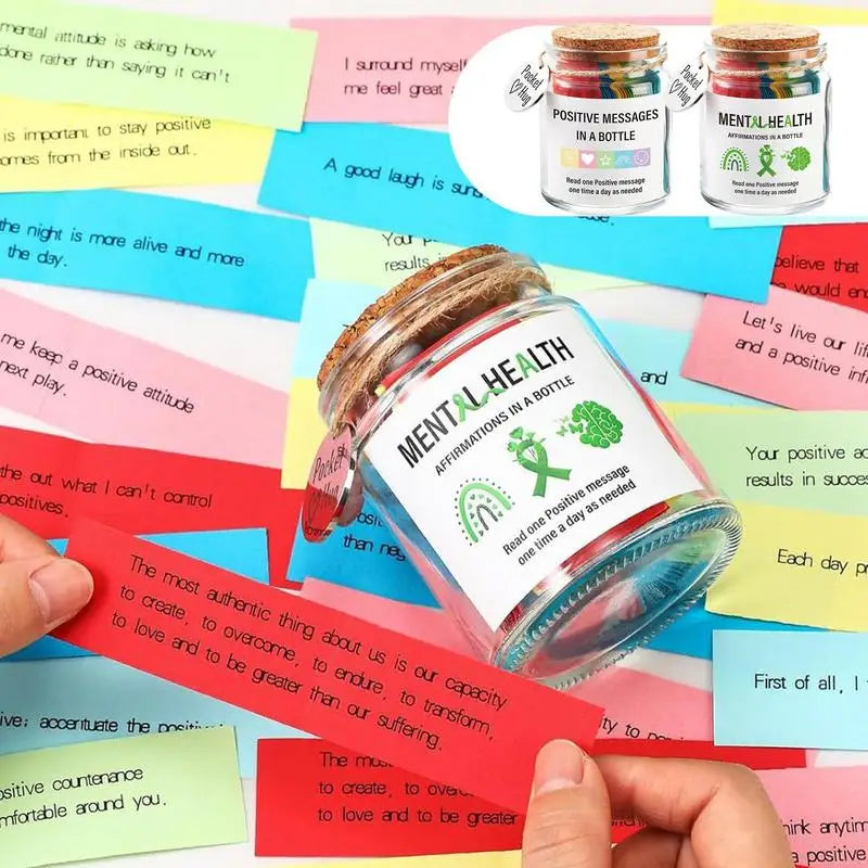 90 Mental Health Positive Messages Mini Motivational Support Card Inspirational Jar Gift for Friends and Family Cheering Up
