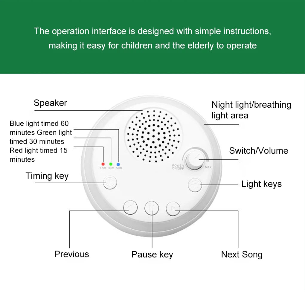16 Soothing Sounds White Noise Sound Machine Sleep Sound Machine With 15 30 60 Minutes Timer for Adults Children