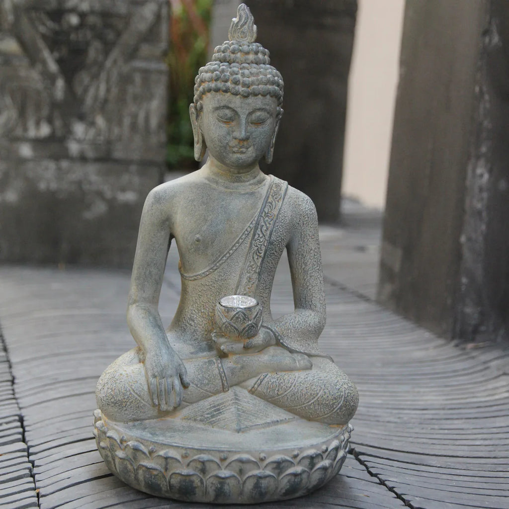 Zen-Inspired Solar-Powered Buddha Statue with Light - Resin Garden & Entryway Decor, Outdoor Ornament